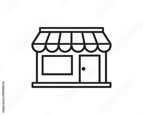 Minimalist Storefront Icon with Striped Awning - Retail Shop Business Vector