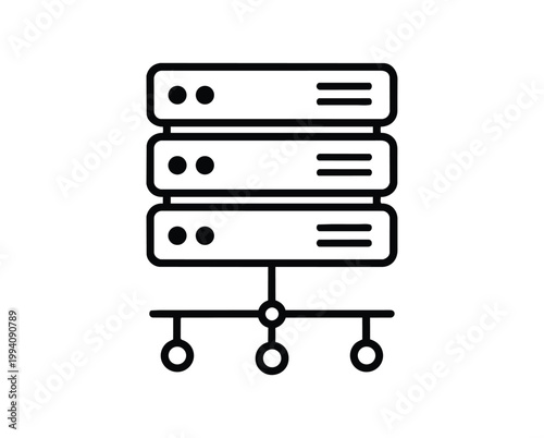 Data Server Icon: Network Database and Cloud Computing Storage Solutions Symbol