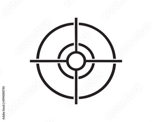 Minimalist Black Crosshair Target Icon on White Background - Vector Art
