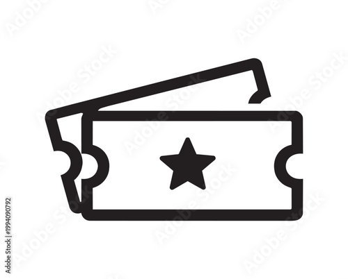 Movie Cinema Tickets Icon with Star - Event Admission Entry Vector Design Art