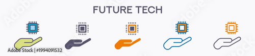 Future Tech Element For Design Graphic - Multi Styles. Vector Illustration Of Two Colored And Black. Multiple Icons Designs Can Be Used For Mobile, Ui, Web 