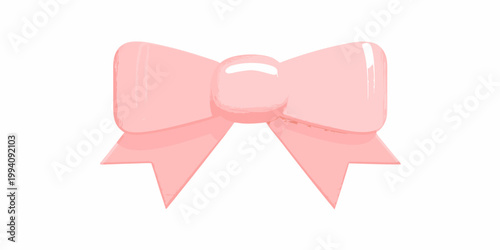 A simple illustration of a pink bow with a glossy sheen