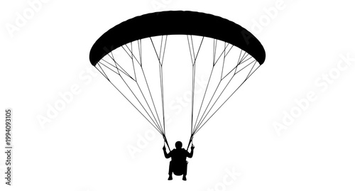 Paragliding silhouette with canopy and pilot sky sport vector illustration isolated on white