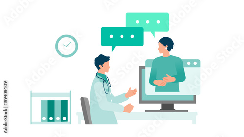 Remote diagnosis and telemedicine service platform for online doctor consultation connecting patient care with digital health healthcare DX technology business solution