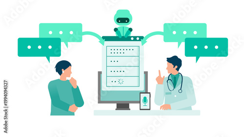AI voice recognition technology medical doctor and patient consultation automatic electronic chart record transcription healthcare DX business workflow optimization solution