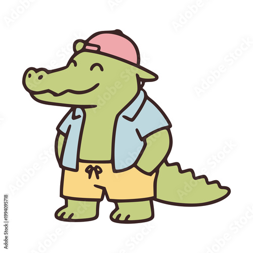 Crocodile Animal Illustration with chill pose