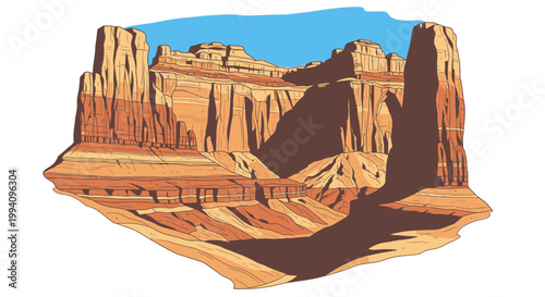 Monumental Canyon Landscape with Dramatic Rock Formations and Desert Terrain