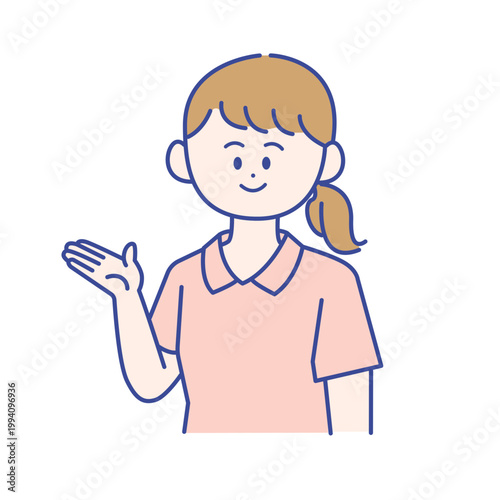 案内する女性介護士の半身イラスト