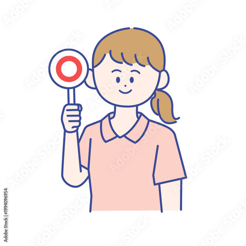 OKマークを持つ女性介護士の半身イラスト