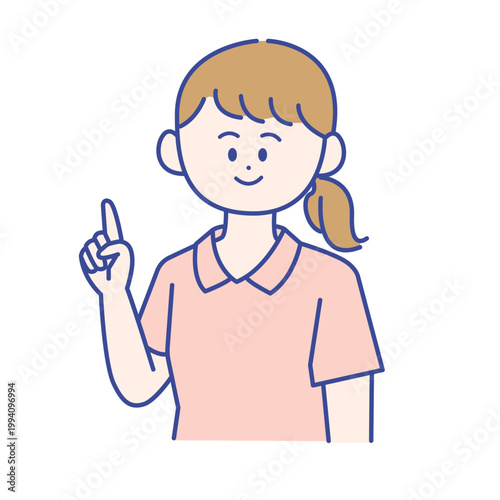 ポイントを示す女性介護士の半身イラスト