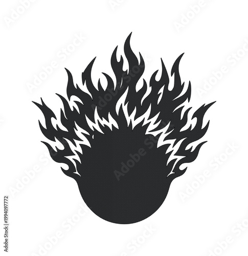 Foto Stylized black fire ball vector icon