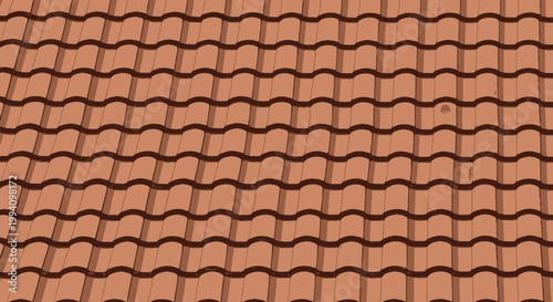 Traditional Clay Roof Tiles Pattern, Warm Terracotta Texture
