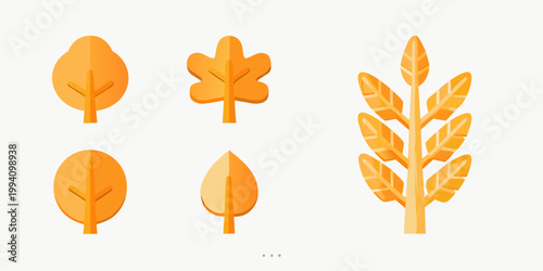 Stylized autumn leaves in varying shapes and shades of orange