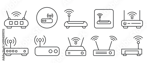 Router icon. Wi-fi modem vector illustration. Wireless network connection symbol. Internet signal sign. Containing online, signal, wireless, internet, computer, connect, hotspot, offline, WIFI router.