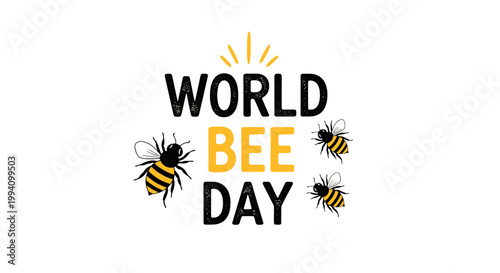 Bees flying around World Bee Day.