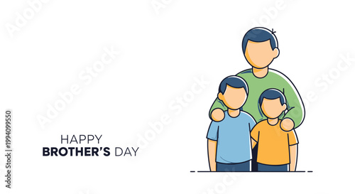 Brothers standing together happy family.