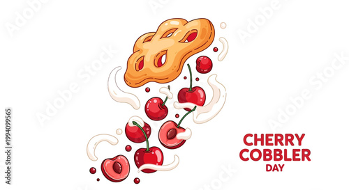 Cherry Cobbler Dessert with Fresh Fruit.