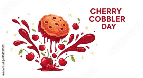 Cherry Cobbler Dessert with Cherries.