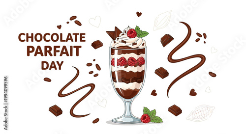 Chocolate Parfait Dessert with Whipped Cream.