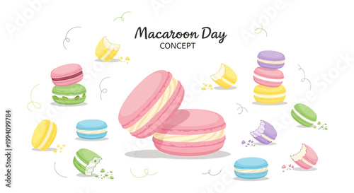 Colorful Macarons Sweet Dessert Treats.