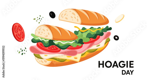 Delicious Italian Style Hoagie Sandwich.