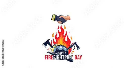 Fire Fighters Day Rescue Logo Emblem.