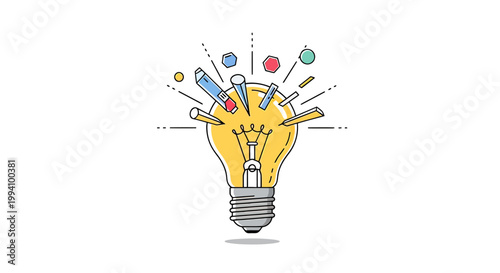 Light Bulb with Creative Idea Symbols.