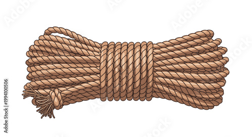 Coiled Natural Fiber Rope, Ready for Use