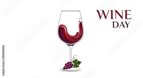 Red wine glass with grapes.