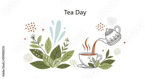 Tea being poured into cup.