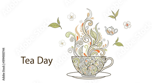 Tea Cup with Steam Rising High.