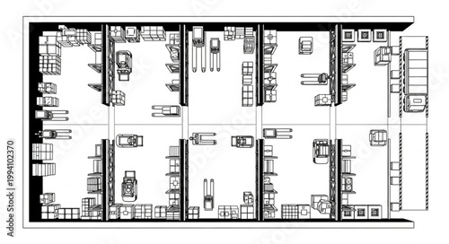 Architectural floor plan of a residential building with multiple units.