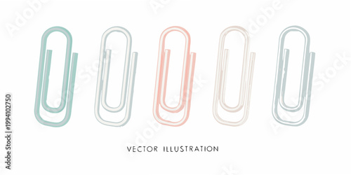 A row of colorful paper clips displayed against a white background