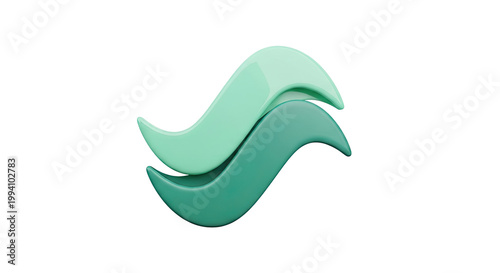 Two Intertwined Smooth Waves in Teal and Mint Green