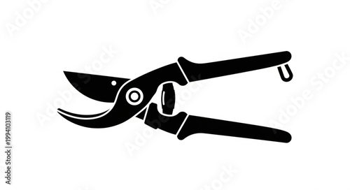 Black Silhouette of Garden Pruning Shears Tool.