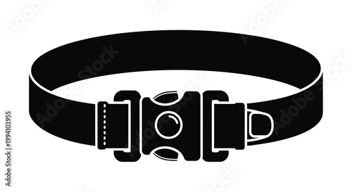 Black dog collar with buckle illustration simple vector artwork