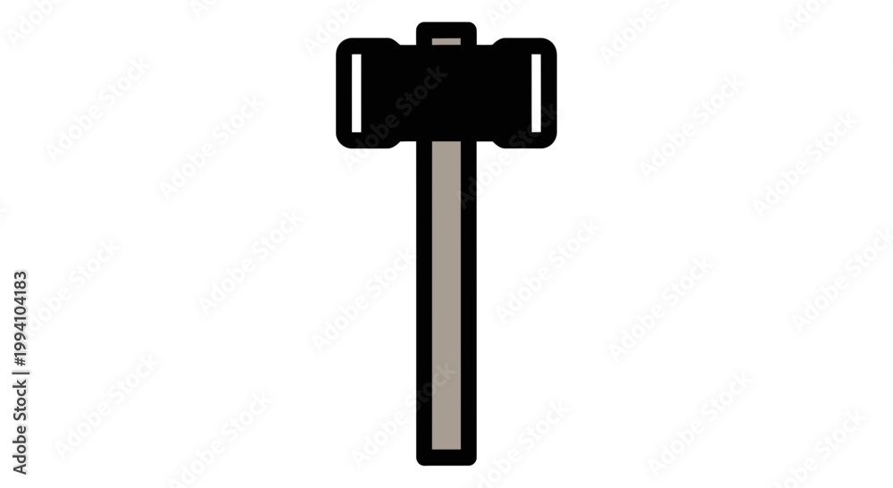 Naklejka premium Black hammer tool icon graphic symbol.