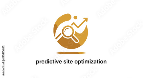 Golden Predictive Site Optimization Logo with Magnifying Glass and Chart.