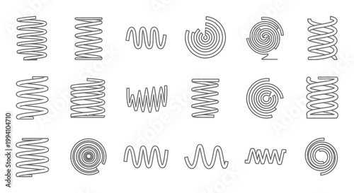 collection of different types of spring coils and spirals illustration