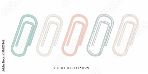 A row of colorful paperclips against a plain white background