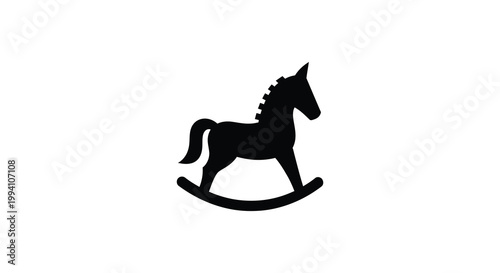 A striking black silhouette of a horse on a rocking base silhouette