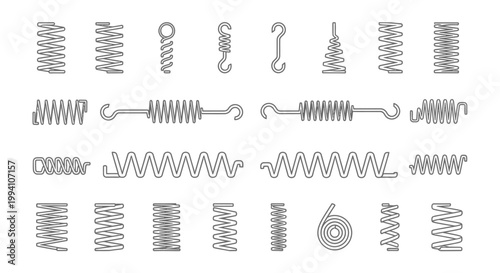 collection of various spring types including compression extension and torsion springs