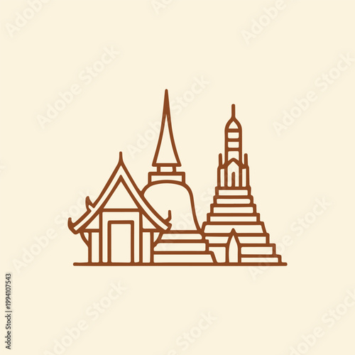 Thailand Temple Landmark Logo
