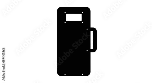 Black Tactical Riot Shield Isolated on White Background for Protection.