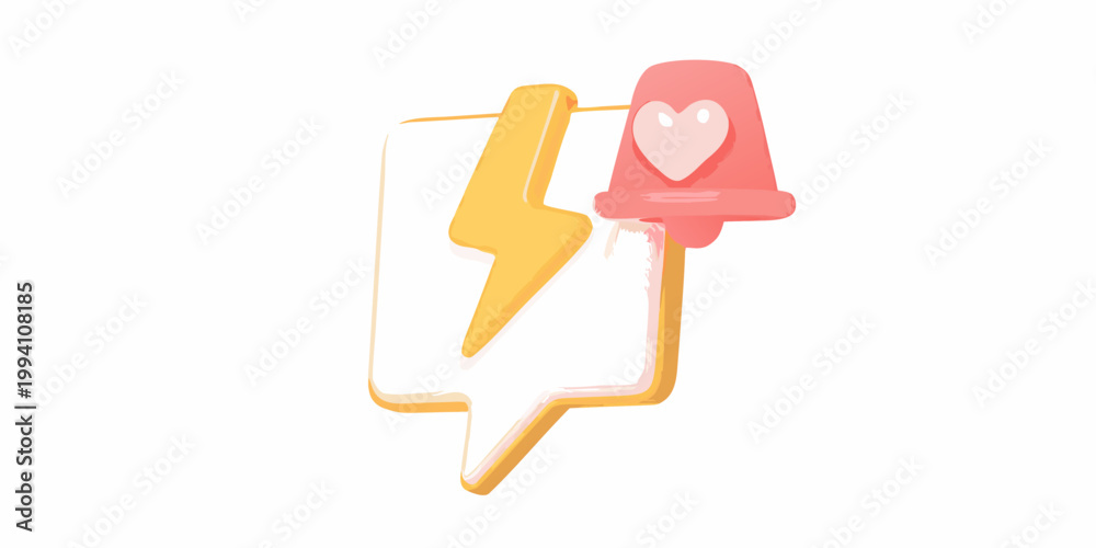 Fototapeta premium Colorful illustration of a speech bubble with a heart and lightning bolt