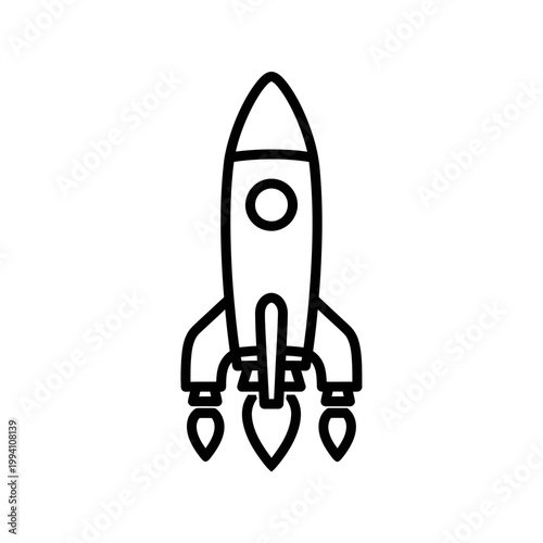 Rocket Ship Spacecraft Icon Design.