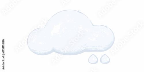 A simple illustration of a white cloud with two falling raindrops