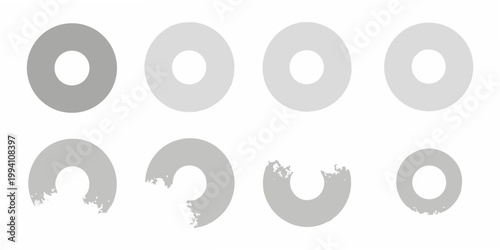 Arrangement of six oval shapes in varying shades of gray