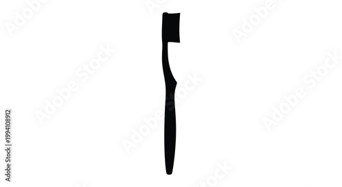 A stark black silhouette of a toothbrush against a plain white background silhouette