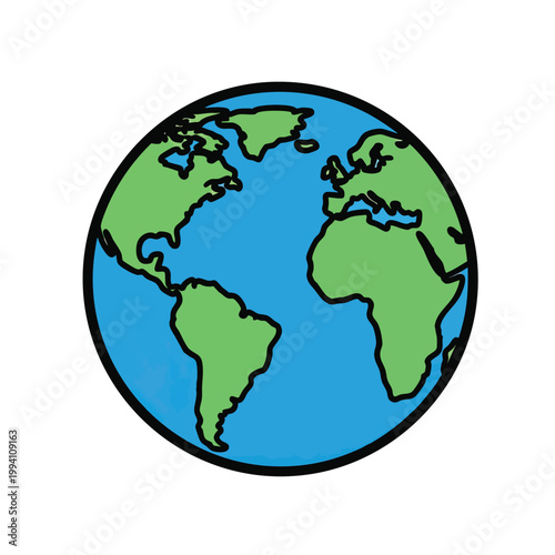 Simple vector illustration of planet earth globe icon.